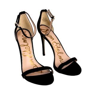 Sam Edelman BLACK GENUINE LEATHER SUEDE HIGH HEEL OPEN TOE SLINGBACK SHOES 7.5M